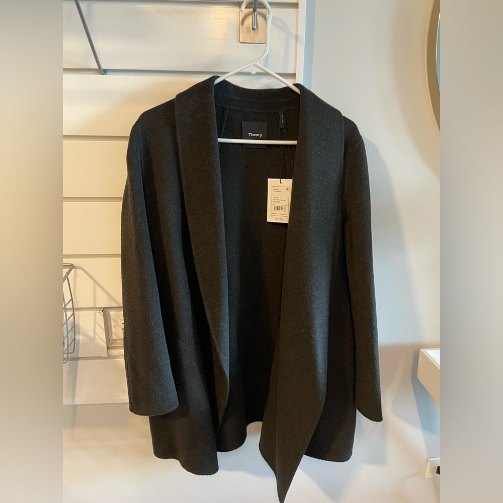 NWT Theory Black Clairene Shawl Blazer, L